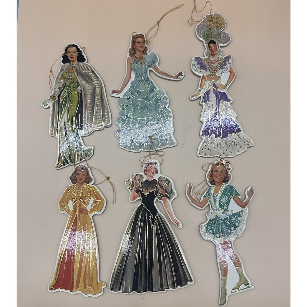 Set of 6 Movie Star Die Cut Hanging Ornament by B. Shackman 1992